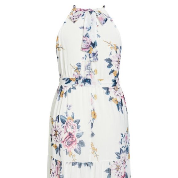 City Chic Women's Plus Size Halter Floral Print Teired Maxi Dress - Picture 3 of 7